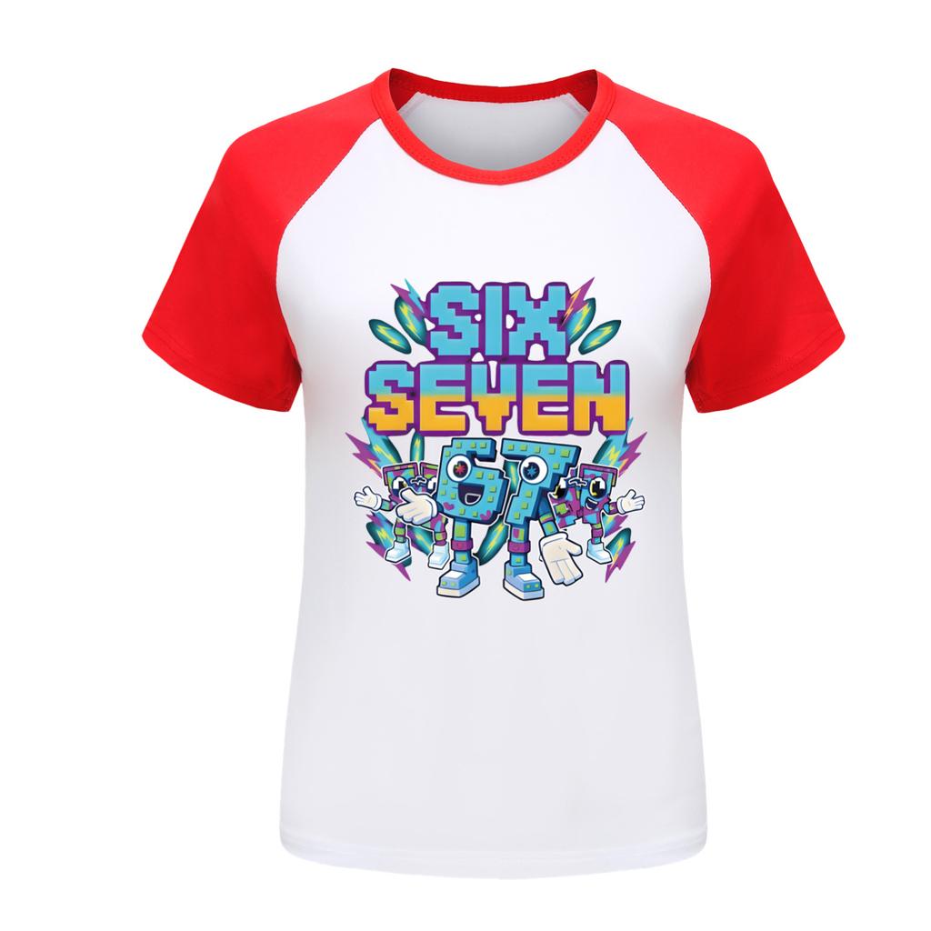 5220 Детская футболка с принтом Steal a Brainrot 67 Six Seven, реглан с короткими рукавами для мальчиков и девочек