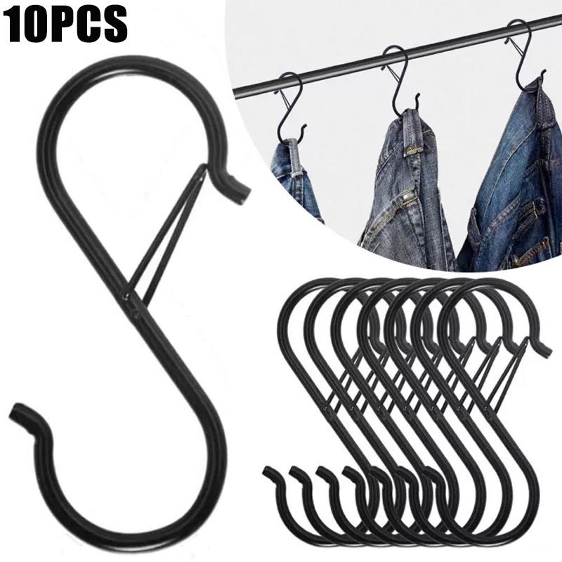 10/5/1PCS Hanging Heavy Duty S Hooks with Safety Buckle Design for Clothes Towel Plants Home Kitchen Door Closet Garden Storage