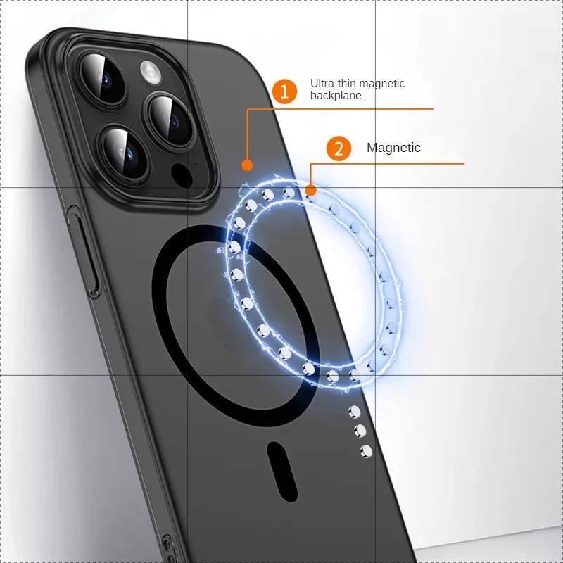Ультратонкий матовый магнитный чехол для iPhone 15 14 13 12 11 Pro Max 15 Plus, защитный чехол для объектива с беспроводной зарядкой Magsafe