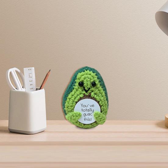 Вязаная крючком кукла-авокадо с подставкой Эмоциональная поддержка Позитивная жизнь Вязаная кукла-фрукт