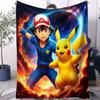 Pokemon Pikachu & Eevee Flannel Blanket Hot Anime Soft Warm Throw Sofa Bed Couch Cover Nap Cape Shawl Camping Fans Kids Gift