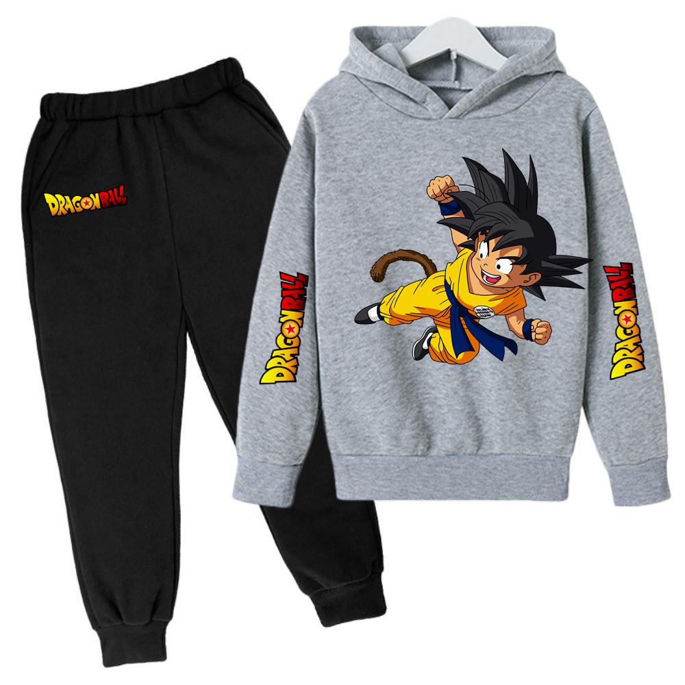 2025 MINISO New Winter Dragon BallHoodies+panrts Kids Clothes Boys Goku Sets for Children Sizes 100-160 Street Suit Kawaii Fashion Tops Anime