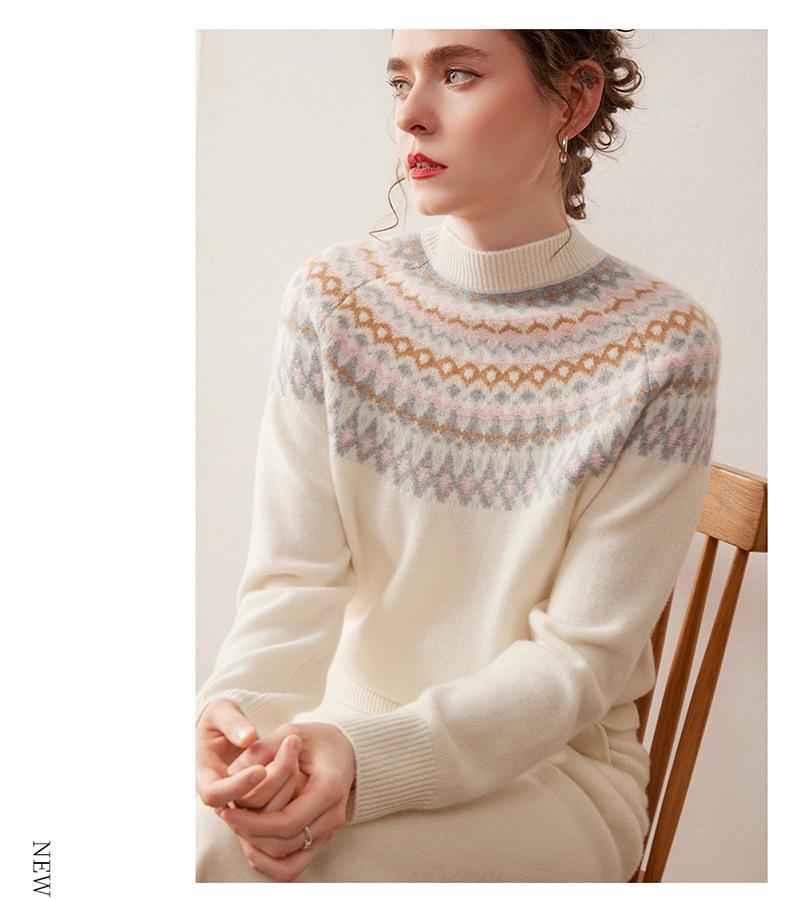 Women's Soft Cashmere Color Block Sweater - Skin-Friendly, Age-Reducing Knitwear for Autumn/Winter
