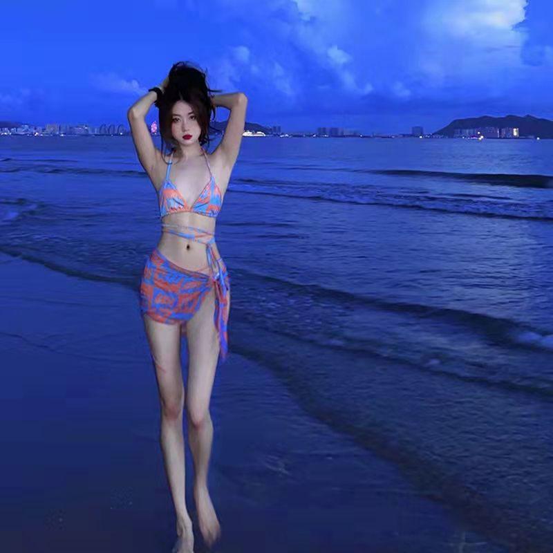 Split swimsuit female sexy fashion new bikini skirt small chest swimsuit one piece