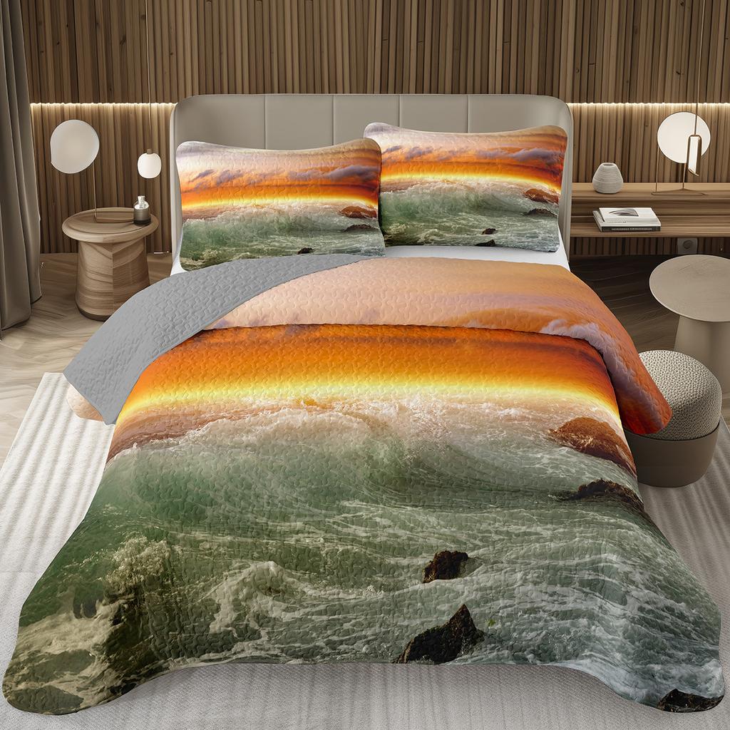 Покрывало Дерево Пейзаж Природы Покрывала для Мальчиков Девочек Реверсивный Серый Комплект Покрывала Современное Абстрактное Искусство Стеганое Постельное Белье Квин