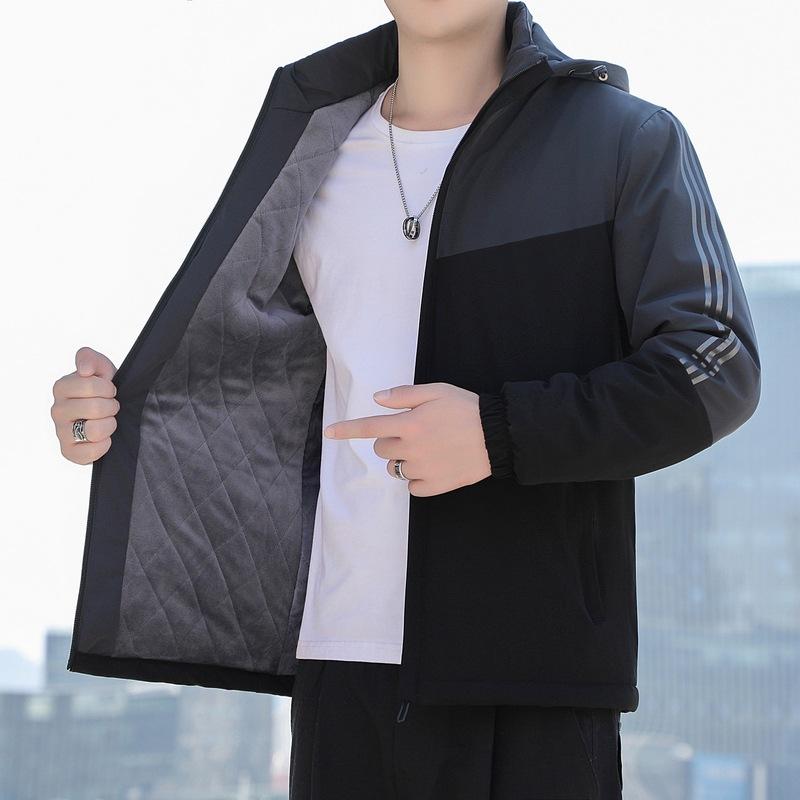 Новая мужская бархатная куртка с капюшоном, на хлопковой подкладке, свободного кроя большого размера, молодежная повседневная куртка на хлопковой подкладке