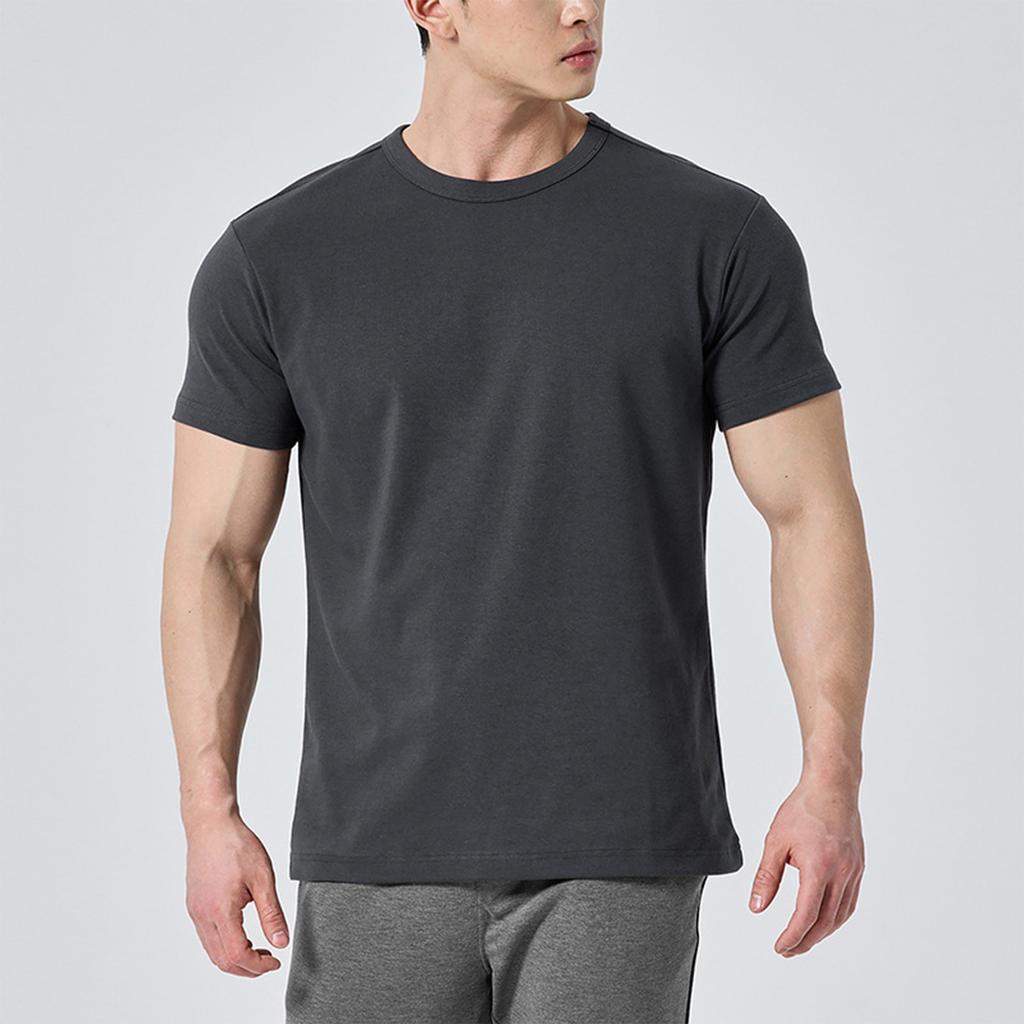 Men's Summer Solid Color Short Sleeve Stretch Breathable Slim Top
