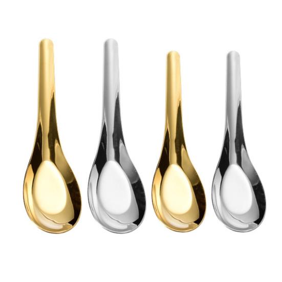 Asian Soup Spoon Stainless Steel Dinner Spoon Mirror Polished Chinese Soup Spoon for Bouillon Dessert Cereal Ramen Noodles Wonton Pho Thai
