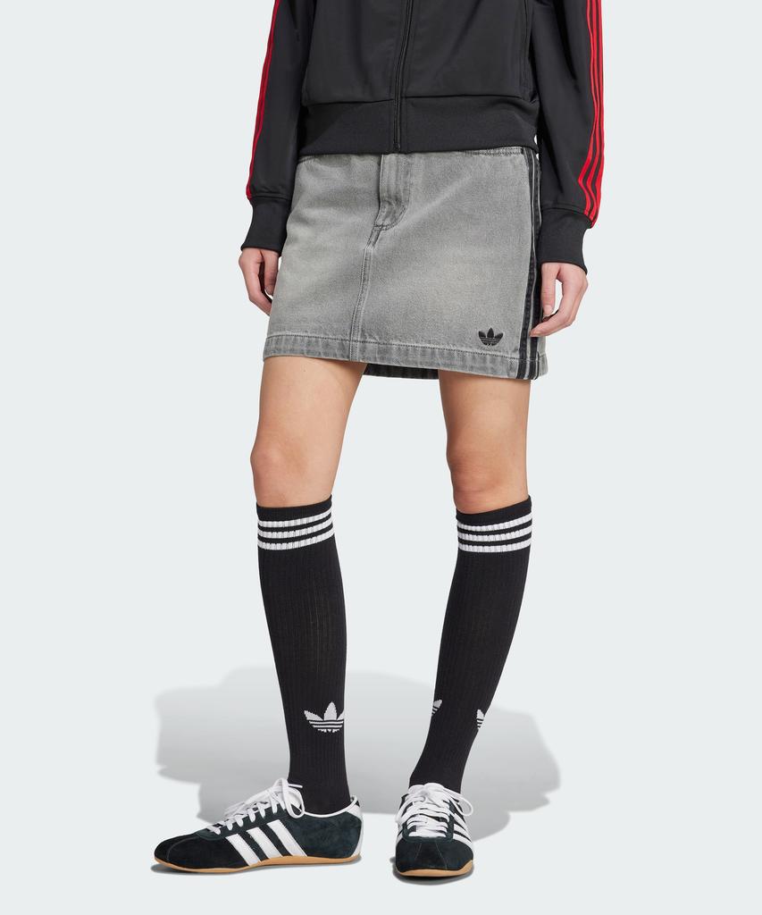 ADIDAS 3S Denim Mini Skirt - Washed Grey Denim / Jw2657