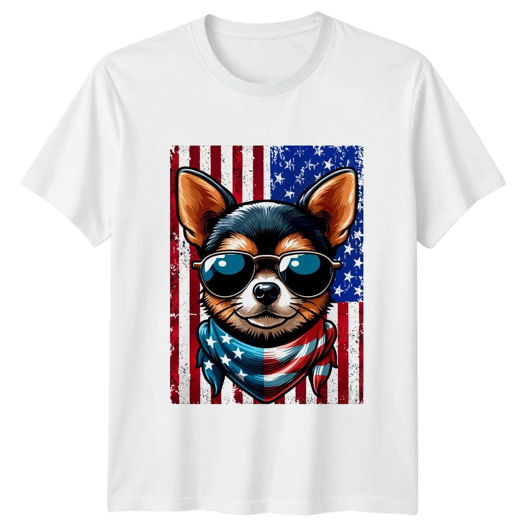 Chihuahua Dog 4th of July T-Shirt USA Flag Patriotic Dog Lovers 4th July Gift