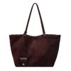 Large Capacity Casual Dark Suede Tote - Versatile Autumn/Winter Commute Shoulder Bag