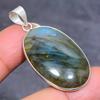 Natural Labradorite Gemstone 925 Sterling Silver Jewelry Pendant 1.81" w2s51
