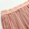 Women Pleated Midi Skirt Elastic High Waist Solid Color Smooth Outline Skirt Slimming Midi Skirt Daily Wear