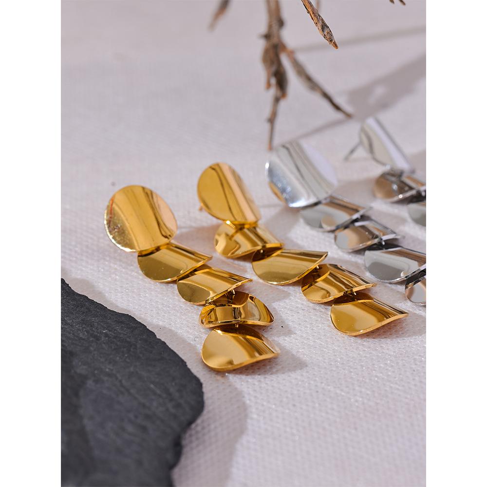 Eetit Гладкие металлические круглые длинные висячие серьги из нержавеющей стали для женщин, простые привлекательные водонепроницаемые украшения для ушей