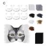 29Pcs/Set DIY Cat Face Guard Kit with Faux Fur Felt Cloth Paintable Animal Half Face Shield Halloween Carnival Role Play Masquerade Party Prop
