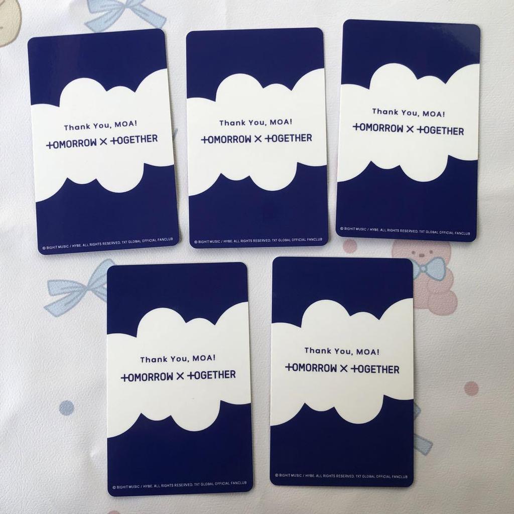 [USED] TXT HAPPY TOGETHER QUIZ fc trading cards MOA all 5 cards