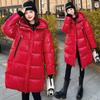 Модная глянцевая зимняя одежда женская 2025 новая хлопковая одежда длиной до колена женская средней длины и длинная утолщенная хлопковая куртка хлеб