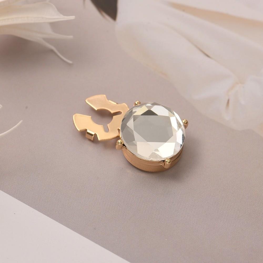 Rhinestone Flower Sleeve Button Brass Base Button Cover Clip Blouses Shirt Accessories