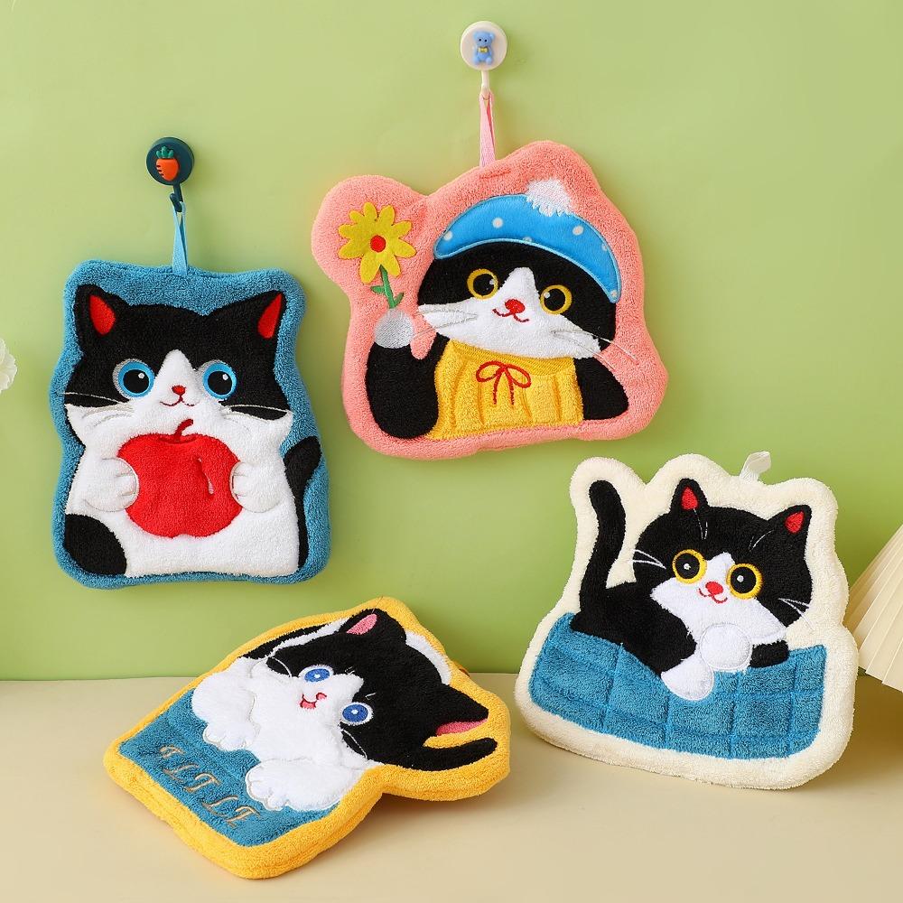 Cute Cat Kitchen Toilet Handkerchief Soft Washcloth New Hand Towel