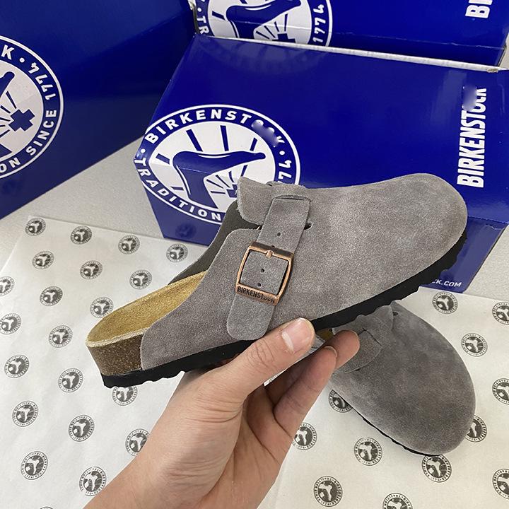 Унисекс BK Натуральная кожа Birkenstock Закрытый носок Ретро Мюли на пробковой подошве – Удобные и Универсальные.