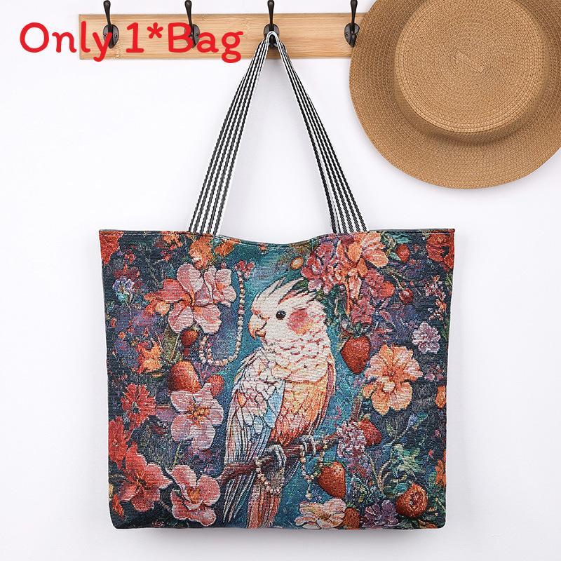Canvas Butterfly Elephant Cat Tote Bag For Women With Sewn Details For Daily Use