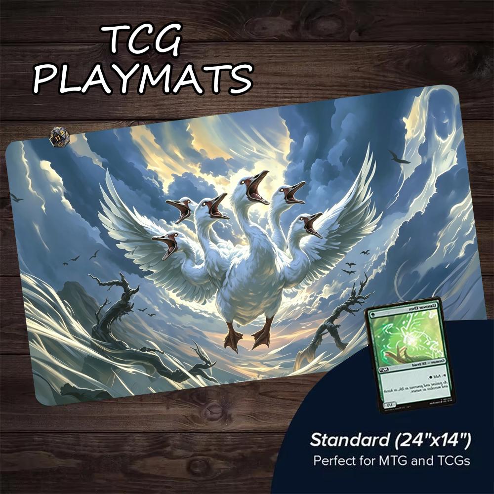 Split-head Goose TCG Playmat 24"X14" Magic Play Mat Gamer Accessory Laptop Mousepad MTG Tabletop Accessories Trading Card Games