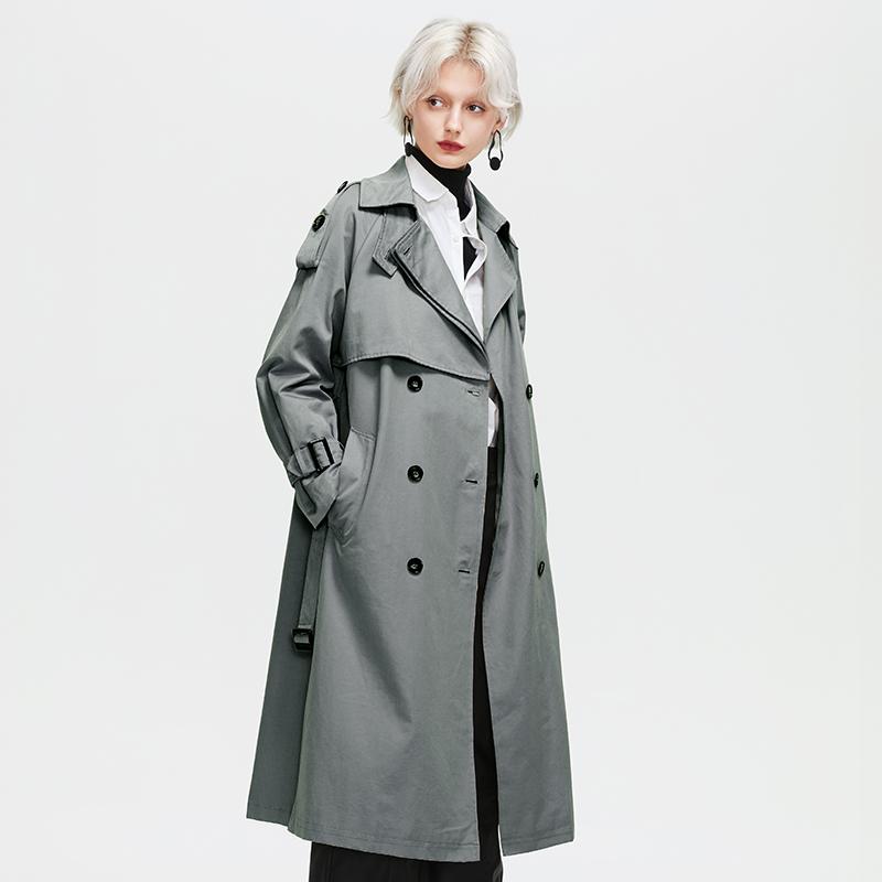 Тренч Ziai с длинными пуговицами и карманами для женщин на весну и осень