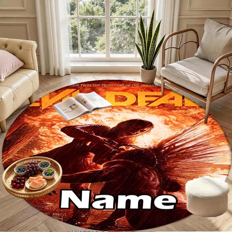 Custom Name Personalized The Evil Dead Print Round Rug, Versatile Home Decor Carpet, for Playroom, Apartment, Balcony, Entryway, Hallway Gift