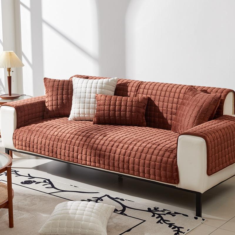 Универсальная плюшевая подушка для дивана на все четыре сезона, плюшевая кожа, нескользящая, утолщенная подушка, простой современный всеобъемлющий чехол на диван