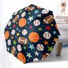 Sports Ball & Star Pattern Automatic Opening/Closing Umbrella - Portable Tri-Fold Design, 8-Rib Iron Frame Outdoor Umbrella, Ideal Gift for