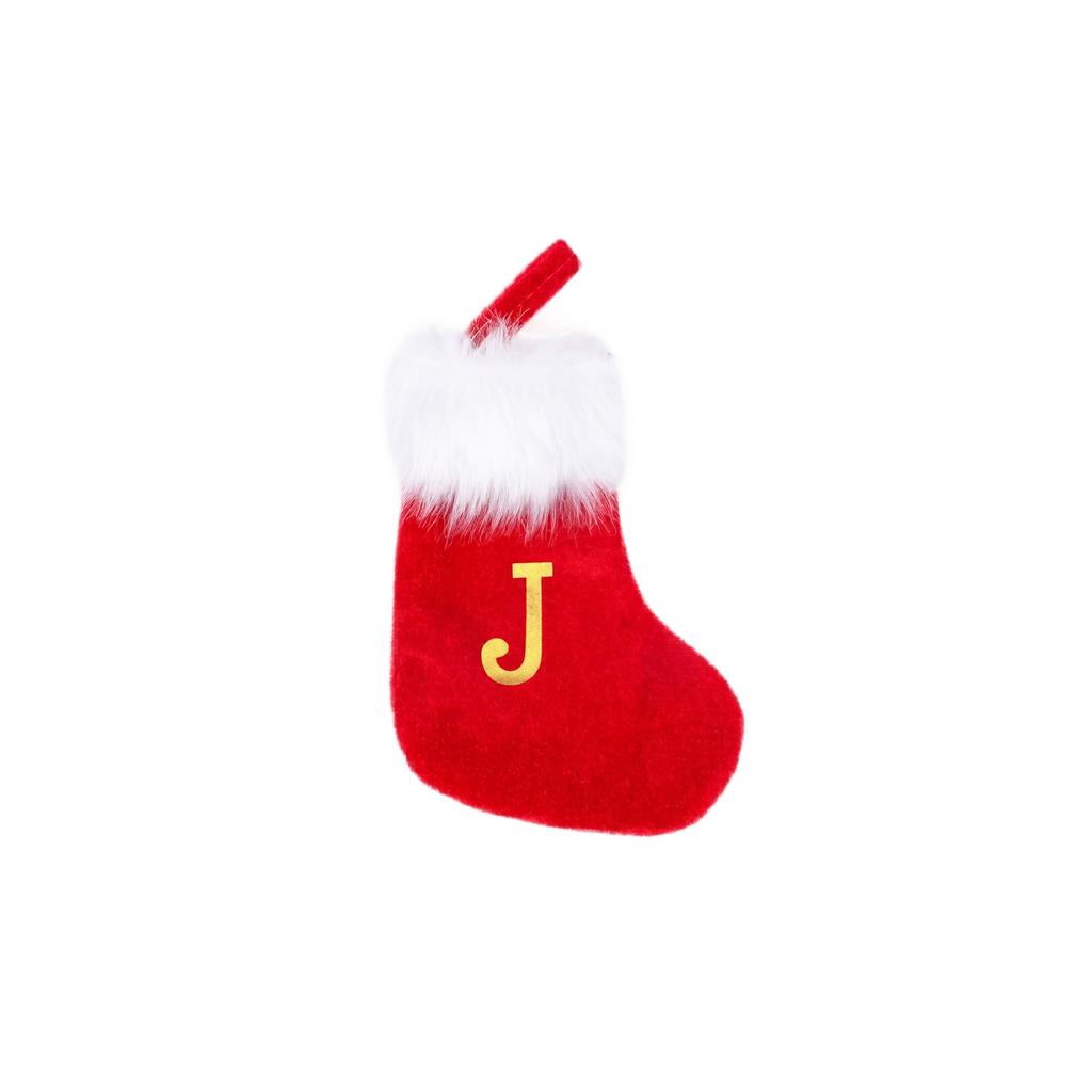 Red Christmas Stocking with 26 Letters for Holiday Tree Ornament Gift Bag