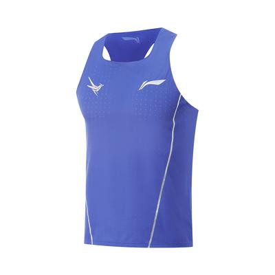 Li Ning Dragon Sparrow, приятный для кожи, дышащий, простой, облегающий, без рукавов, гоночный, соревновательный, жилет, мужские топы, ярко-синий AAYV123-6