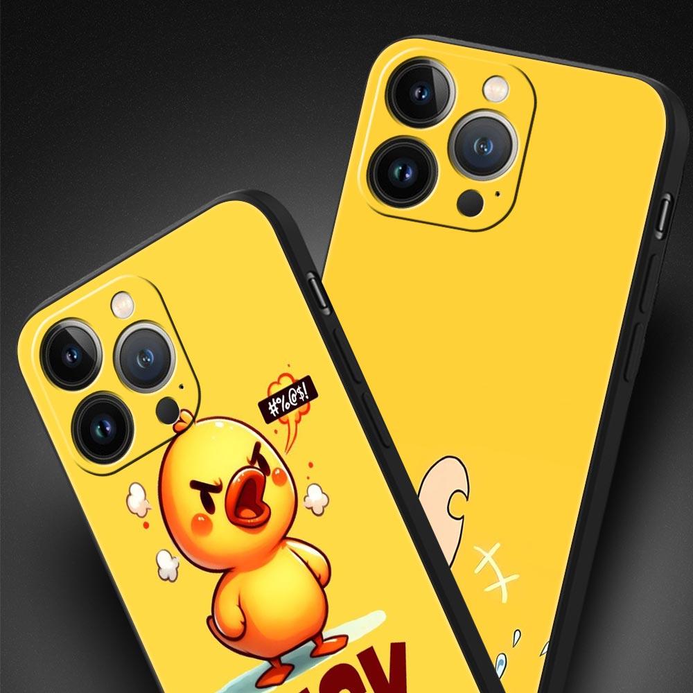 Мультяшная Утка Чехол для Телефона для iPhone 17 16 15 14 13 12 Pro Max 11 Pro Max 17 AIR Plus Ударопрочный Мягкий ТПУ Чехол Fundas Capas
