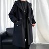 Мужской тренч с капюшоном, свободного кроя, средней длины, с большими карманами, с длинным рукавом, ветрозащитный