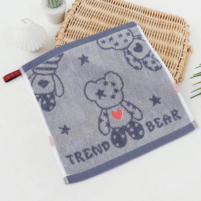 Мультяшное полотенце для рук с жаккардовым рисунком «Щенок и медвежонок», быстросохнущее, 100% хлопок, 25x25 см.