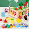 Детская деревянная многофункциональная тележка для посадки овощей в форме редиса, развивающая интеллект, ловля насекомых, конструктор, игрушка для сопоставления