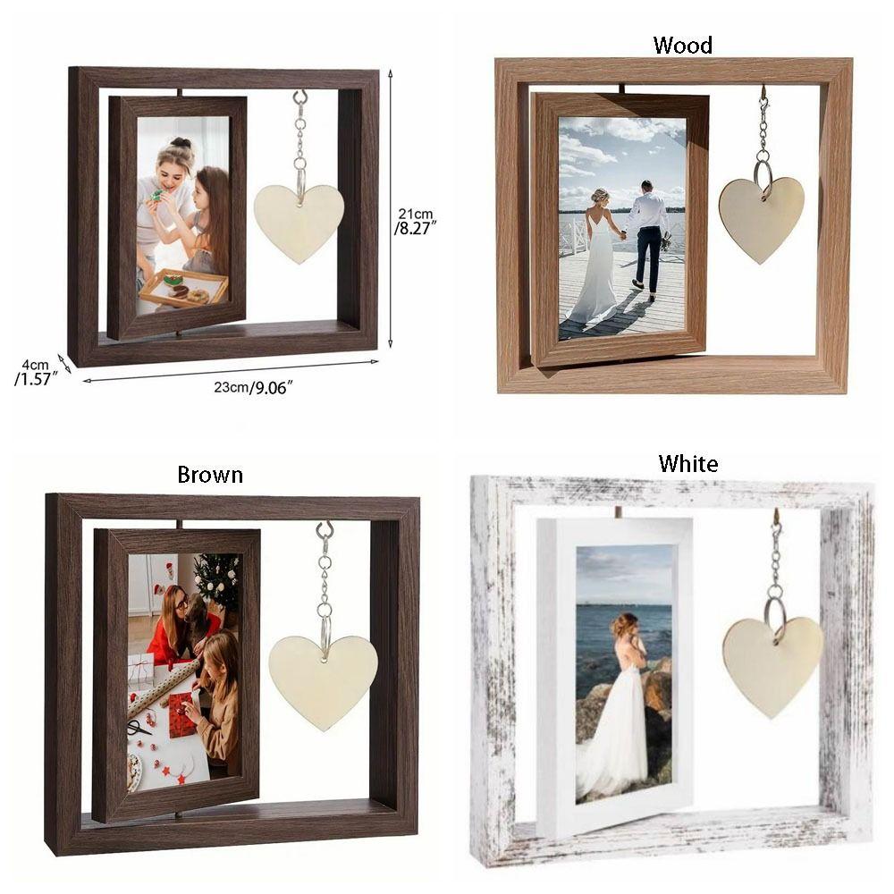 With Heart Pendant Desktop Photo Frame Wooden Photo Display Frame Home Supplies