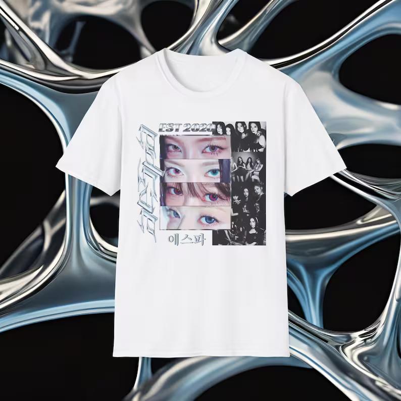 Hot Sale Aespa Kpop Graphic T-shirt Unisex Y2K Gothic Hip Hop Streetwear T-shirt Casual Loose Short Sleeve Crew Neck Summer Tops