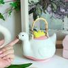 Керамический чайник в форме утки, очаровательный кувшин для прохладной воды, идеально подходящий для послеобеденного чаепития, с чашками.