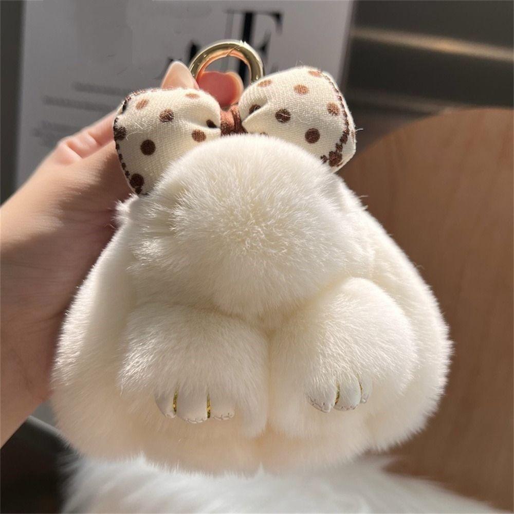 Бантик для волос Кроличий мех Брелок Помпоны Плюшевый кролик Брелок Модный брелок с кроликом Подвеска для пары