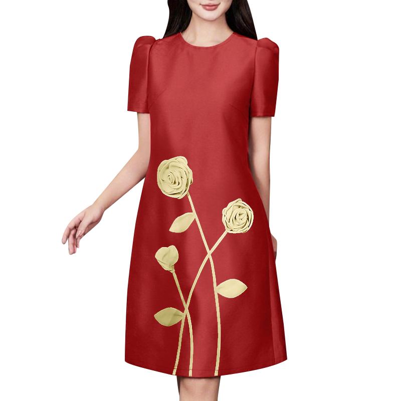 ZANZEA Женское повседневное летнее платье с круглым вырезом и коротким рукавом с принтом