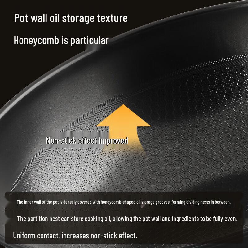 Чуй Да Хуан 32 см Черно-золотой сотовый чугунный вок