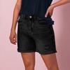 Women's Solid Color Jeans Stretch Slim Fit Distressed Denim Shorts