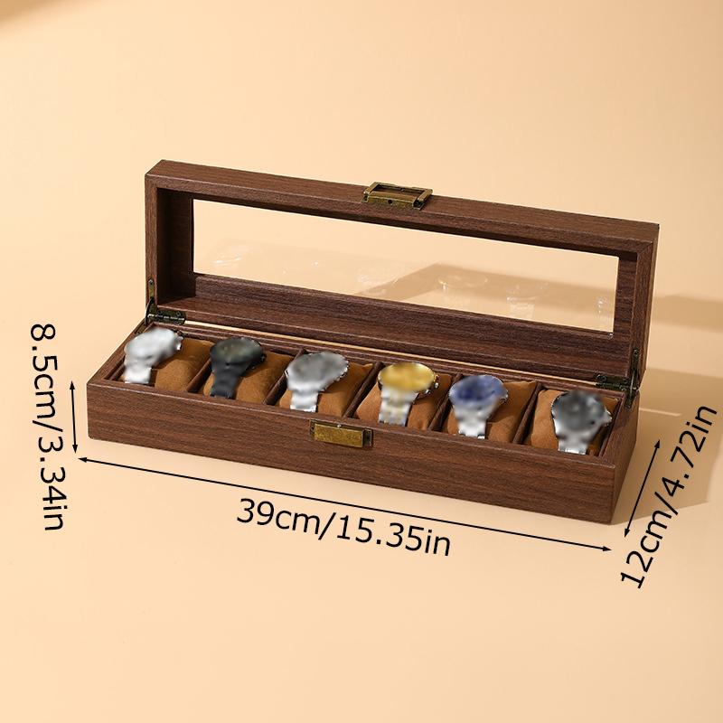 1 шт., винтажная деревянная коробка для хранения часов с несколькими отделениями, идеальный выбор для подарков, механическая шкатулка для часов в стиле ретро, 6 отделений