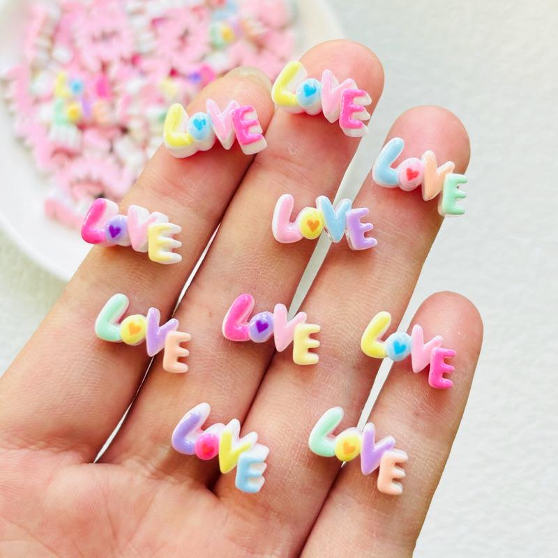 30 Pcs New Cute Valentine'S Day Letter Resin Figurine Crafts Flatback Cabochon Ornament Jewelry Manicure Making Accessories A61