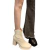 White Thick-heeled Short Boots Women's 2024 New Autumn and Winter High-heeled Shoes Small Man Heightened Thick-soled Martin Boots Thin Single Boots