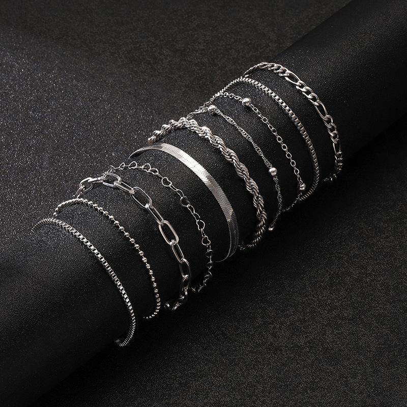 10 шт. винтажный эффектный золотой цвет плоский браслет-цепочка в виде змеи в виде коробки бохо многослойный металлический браслет женские летние украшения