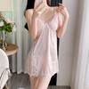 Sexy solid color pajamas women's summer pure desire style high-end feeling ice silk suspender chest pad nightdress nightgown two-piece set thin