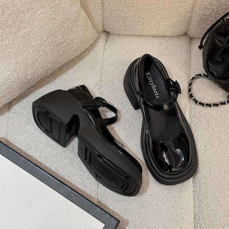 Модные черные туфли Мэри Джейн на платформе 2025 Новые женские лоферы Женские туфли на толстом высоком каблуке Обувь Лолиты для женщин Круглый носок Пряжки с ремешком Туфли-лодочки