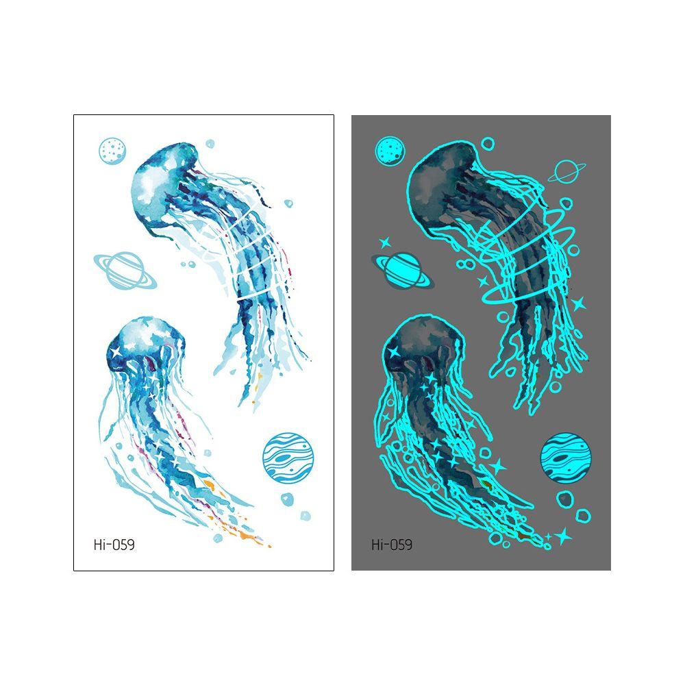 Star Feather Men Women Tattoo Sticker Blue Luminous Fake Tattoo Temporary Tattoos Body Art